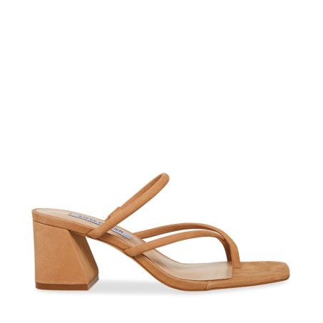 Brown Steve Madden Effie Nubuck Women's Heels Sandals | PH 5874OJZ